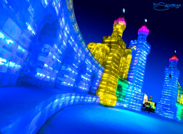 harbin-ice-city-china-blue-towers-glow-by-nick-saglimbeni